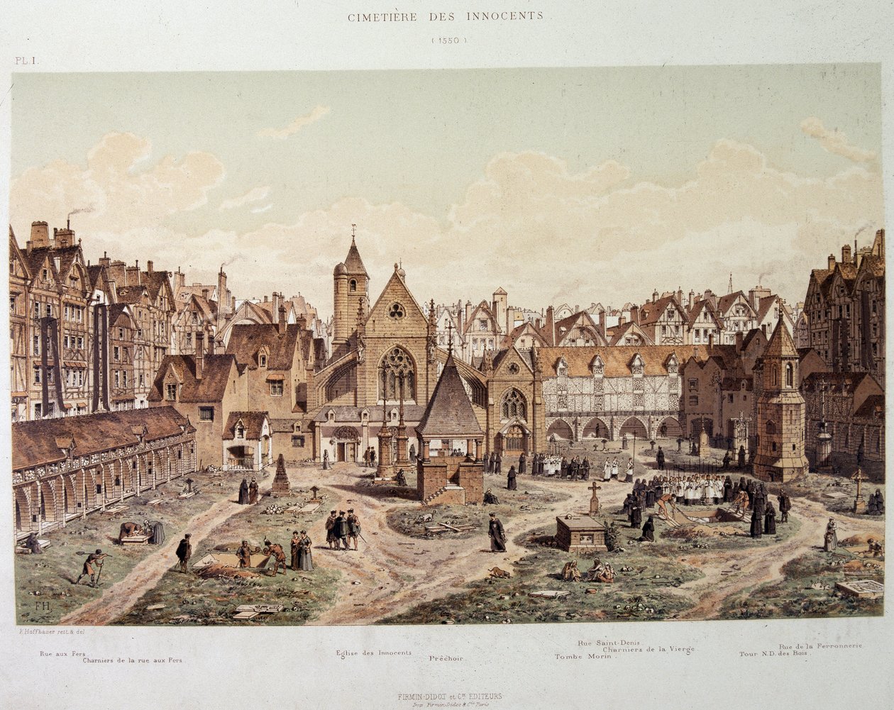 The Church and Cemetery of the Innocents in 1550 - in 