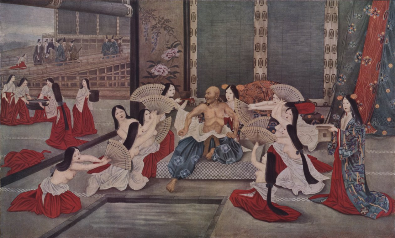 The Concubines of Taira no Kiyomori Attempting to Cool Him by French School