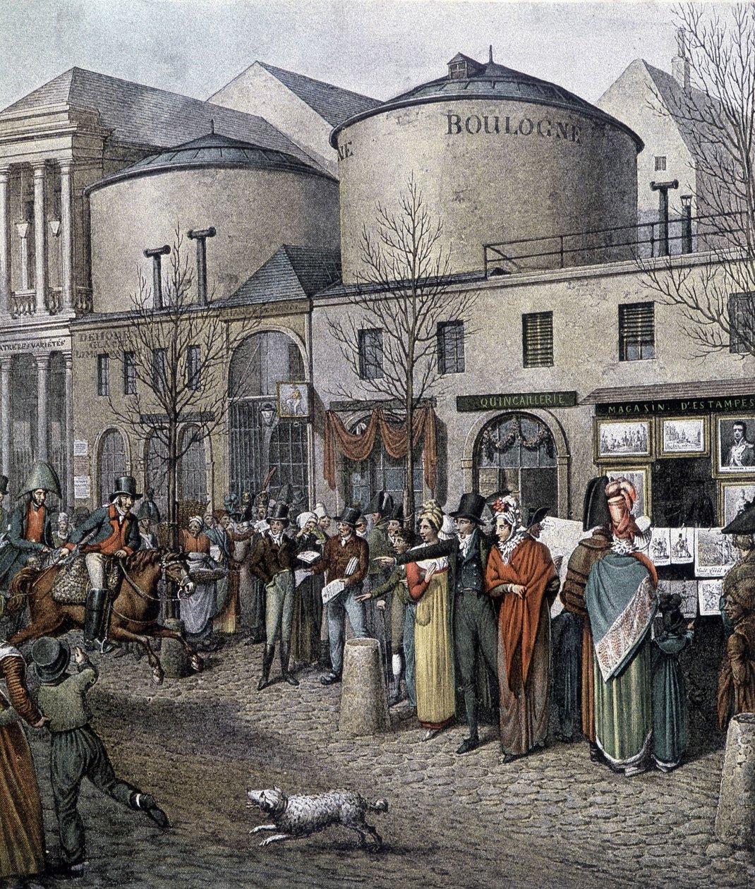 The crowd in front of the shops in Paris (Marchand d