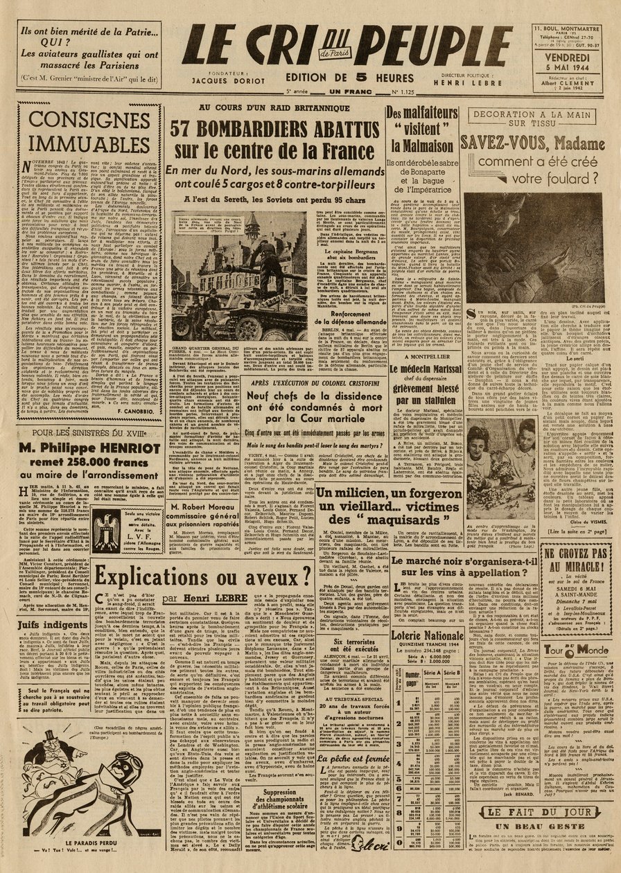 The cry of the people - Friday, May 5 by French School