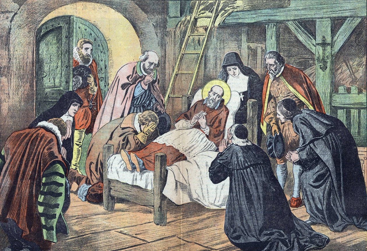 The Death of Saint Francis de Sales on December 18, 1622, in Lyon Surrounded by Faithful (print) by French School