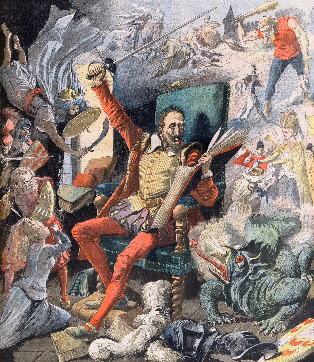 The Dream of Don Quixote. Illustration for Le Petit Journal, 21 May 1905 by French School