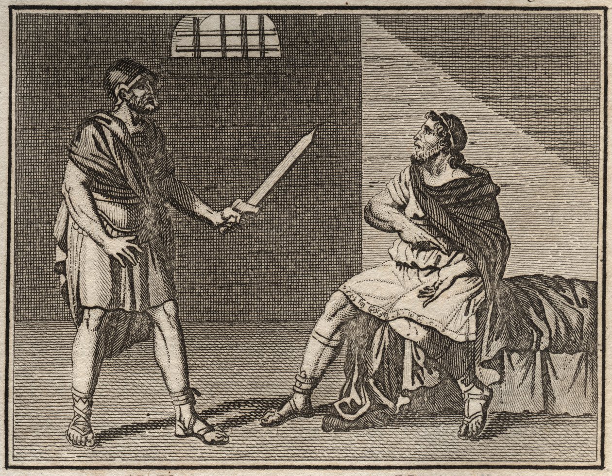 The eminent general Marius, fleeing from Sulla, is captured at Minturnae, but no one dares kill him, not even a foreign slave. by French School