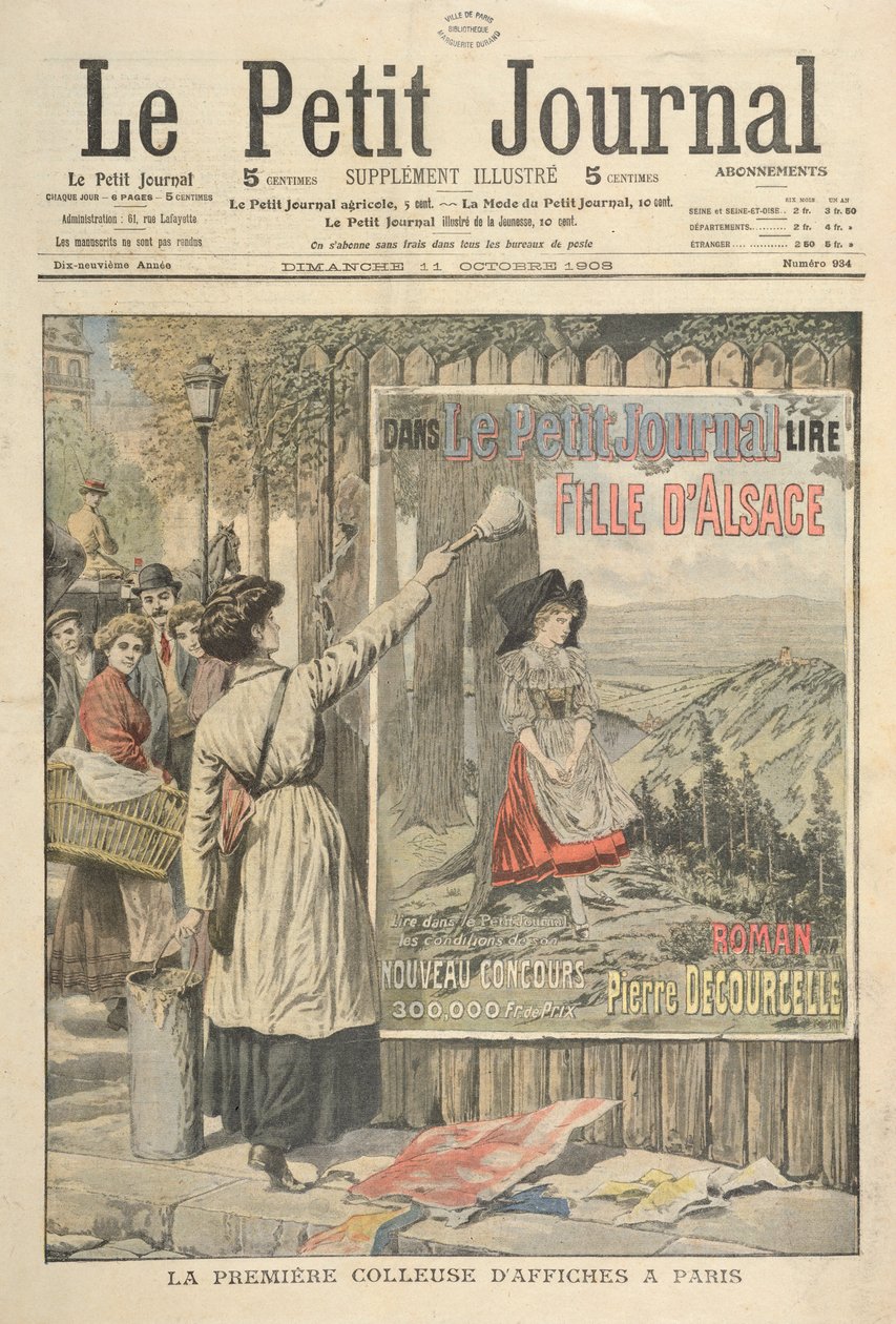 The first female billposter in Paris, 1906 by French School