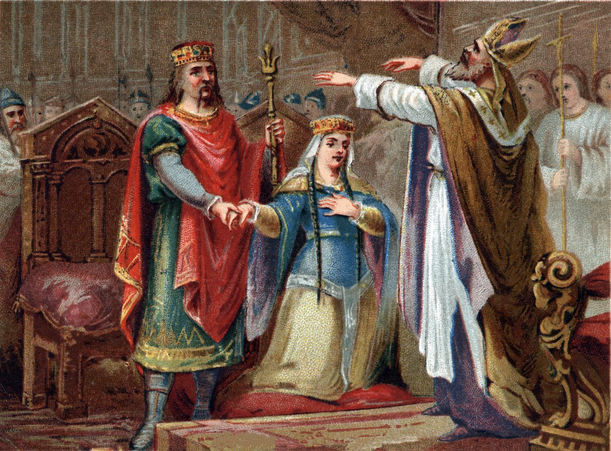 The marriage of Clovis (481-511) King of the Franks with Clothilde in 493 by French School