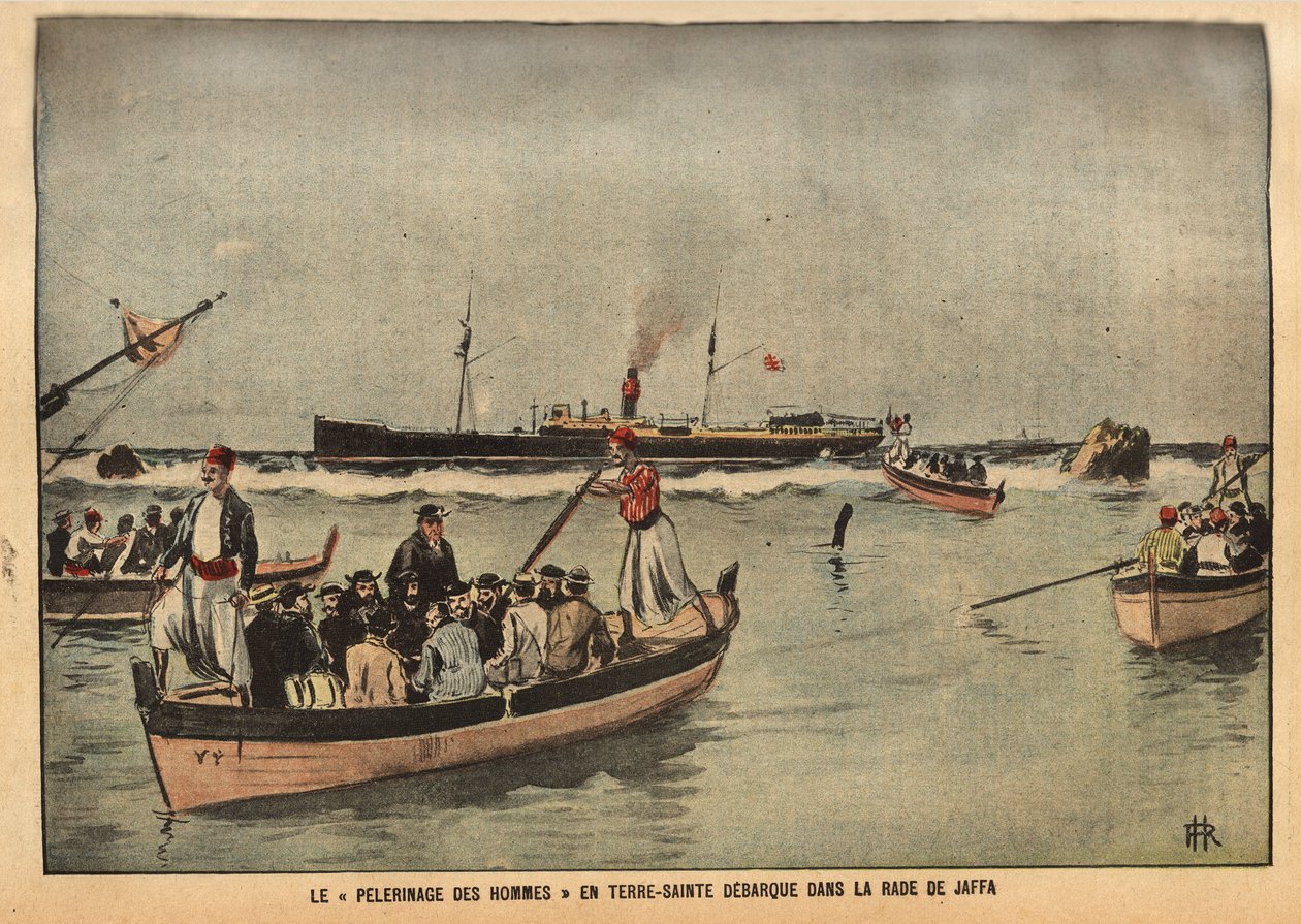The Pilgrimage of Men in the Holy Land of Jaffa (Israel). Engraving in "Le Pelerin" 8/09/1901. Selva Collection. by French School