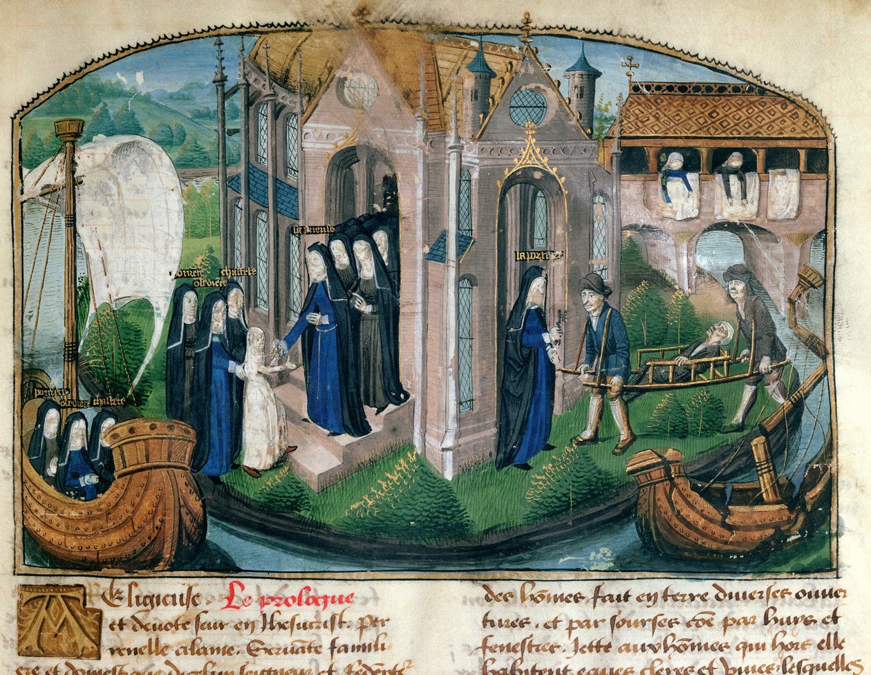 The reception of a novice and welcoming a patient, from "Le Livre de Vie Active de l