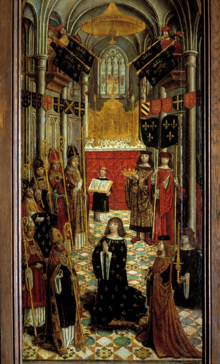 The sacre of Louis XII (1462-1515) in the cathedral of Reims on 27 May 1498. 1501. Paris, National Museum of the Middle Ages, Thermes de Cluny by French School