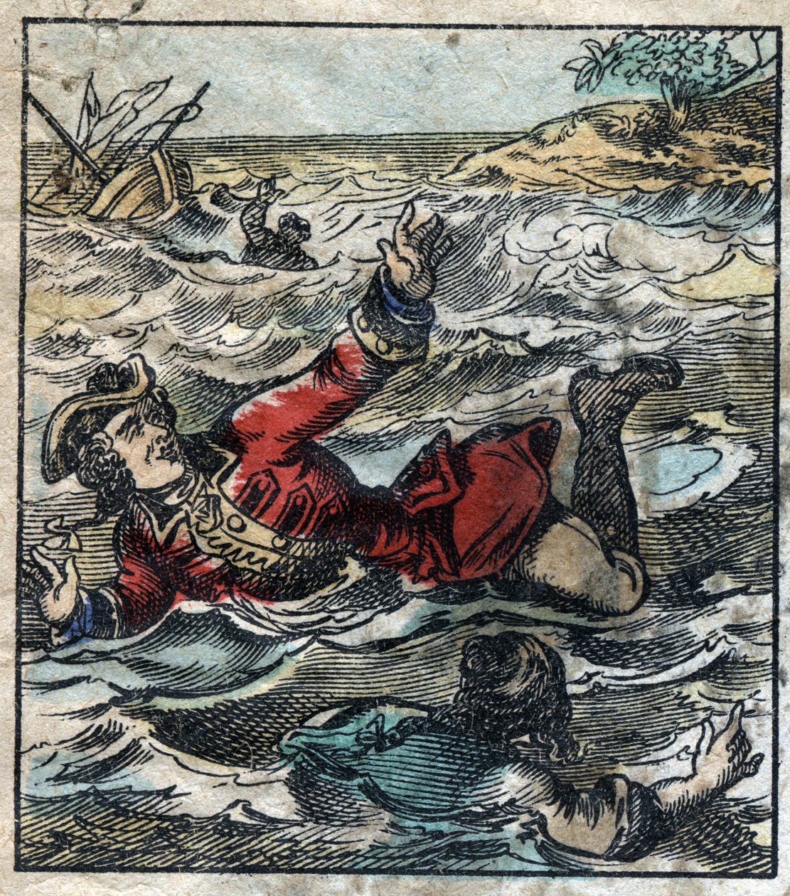 The sinking of Lemuel Gulliver. Illustration for 