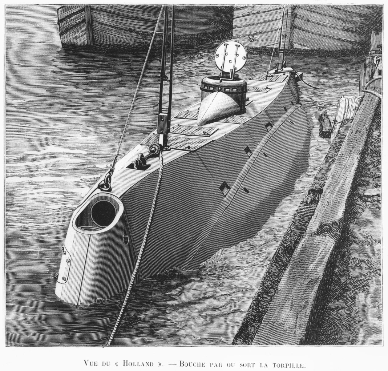 The submarine Holland, illustration from Le Monse Illustre, January 1899 by French School