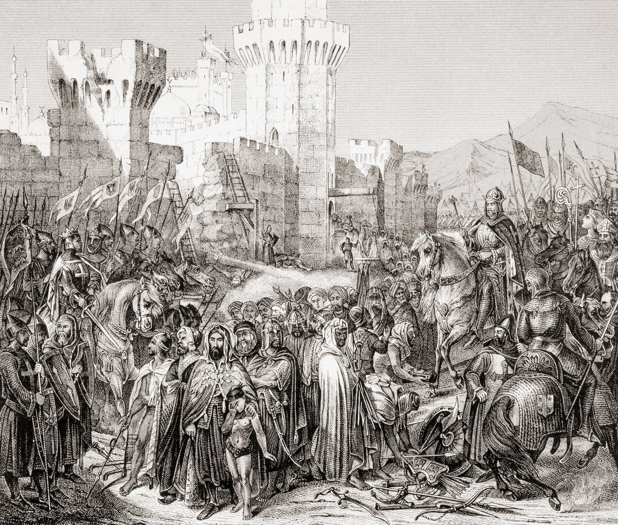 The Surrender of Acre to Philip II of France During the Third Crusade by French School