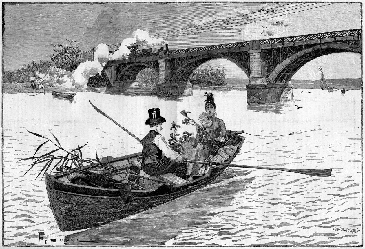 The surroundings of Paris, a Sunday in Argenteuil in 1887 by French School