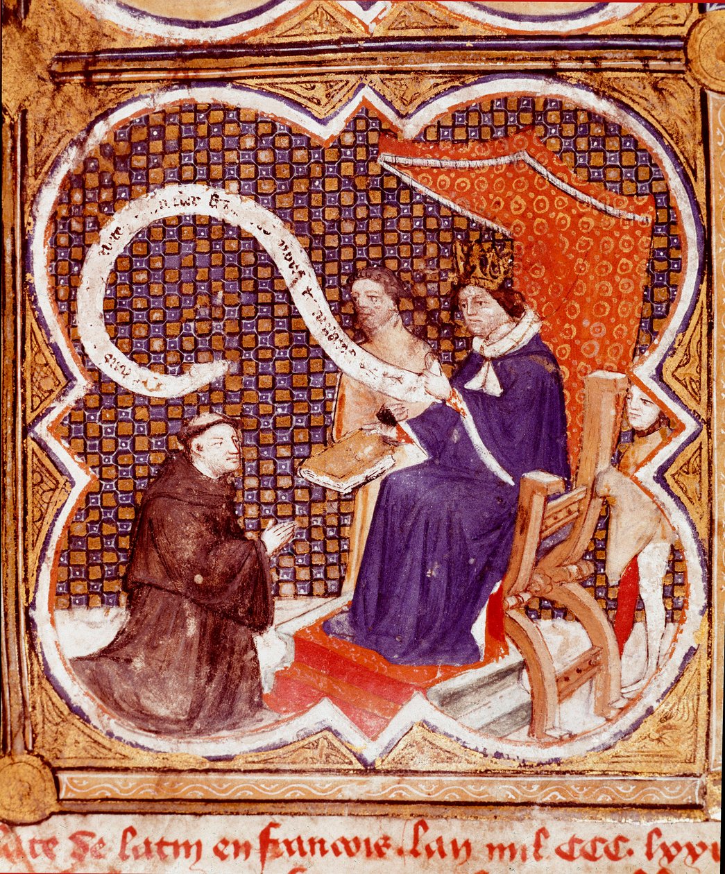The translator offers his book to King Charles V (1338-1380). Miniature from 