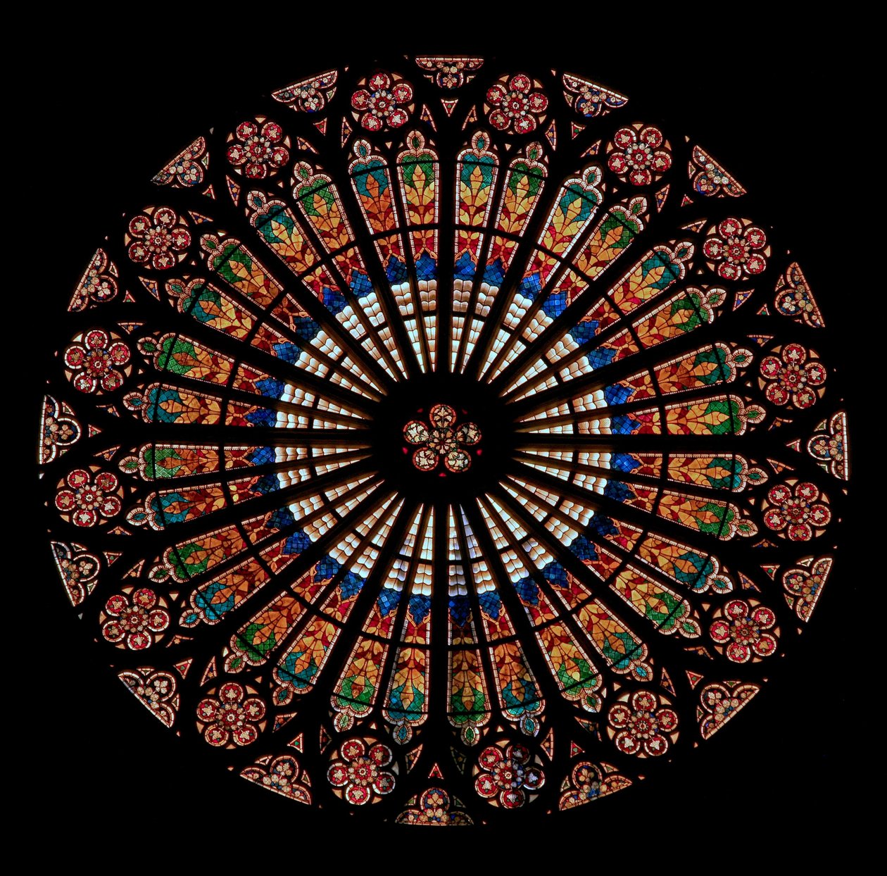 The west rose window depicting a naturalistic patterned design by French School