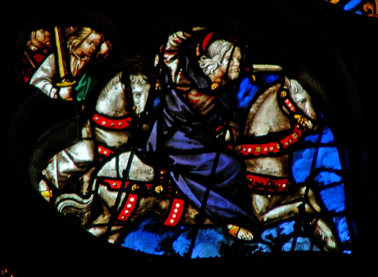 The West Rose Window Depicting a Scene from the Book of Revelation: Faithful and True, the King of Kings on a White Horse, with Two Other Warriors Behind by French School
