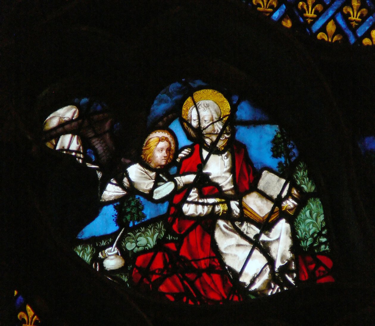 The West Rose Window Depicting a Scene from the Book of Revelation: Opening of the First Seal, with the Angel of Matthew by French School