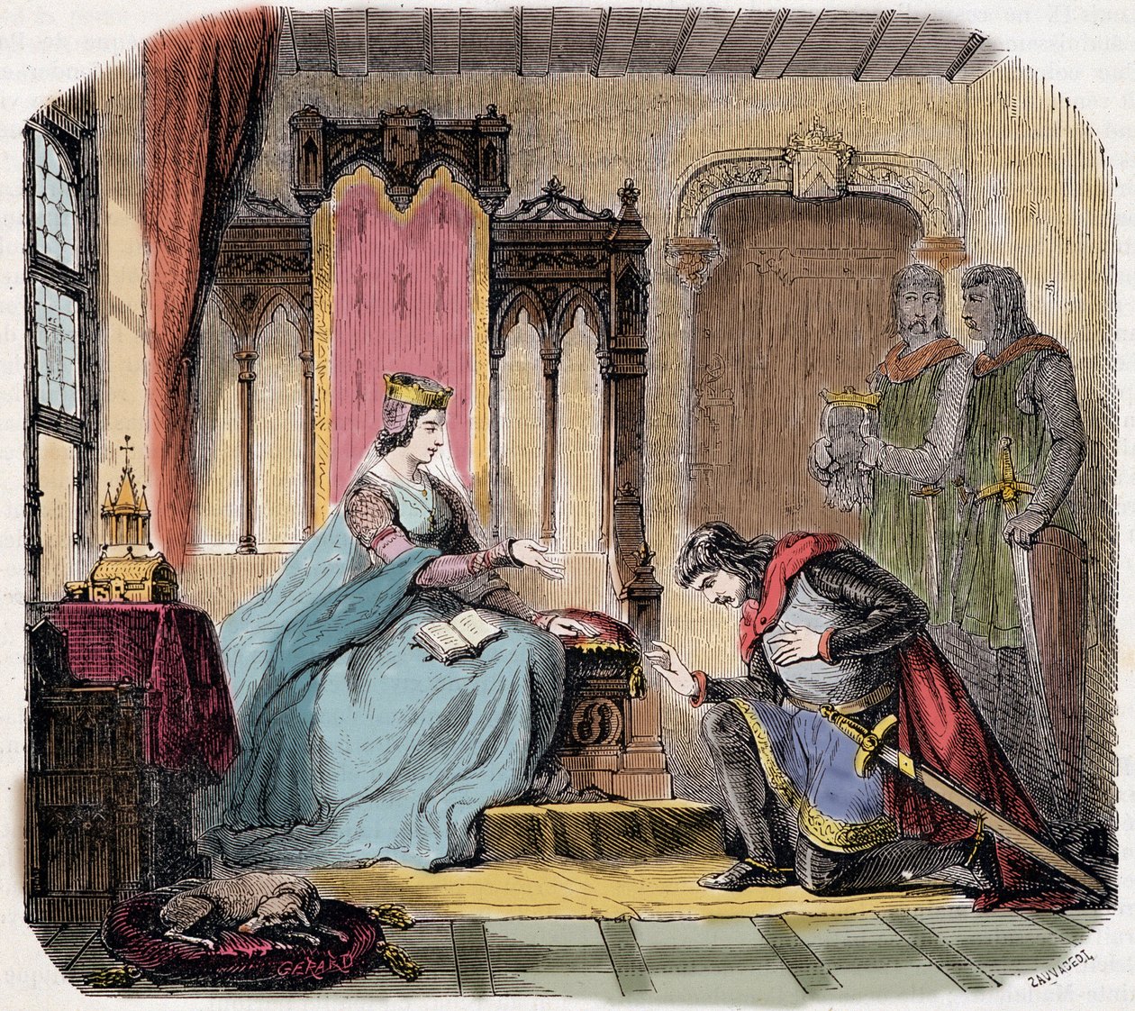 Thibault IV of Champagne (1201-1253) (also known as Thibault I of Navarre), came at the feet of the Queen Blanche of Castile to warn her of the danger she would run - in 