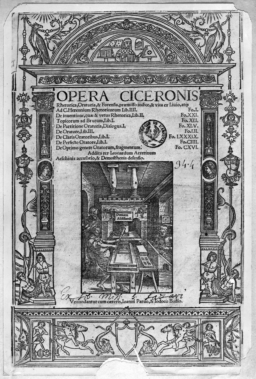 Title Page of Opera Ciceronis, Published 1520 by French School