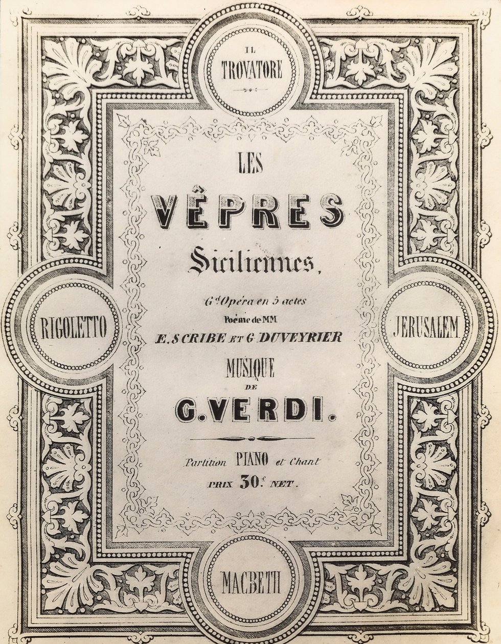 Title Page of the Score I Vespri Siciliani by French School