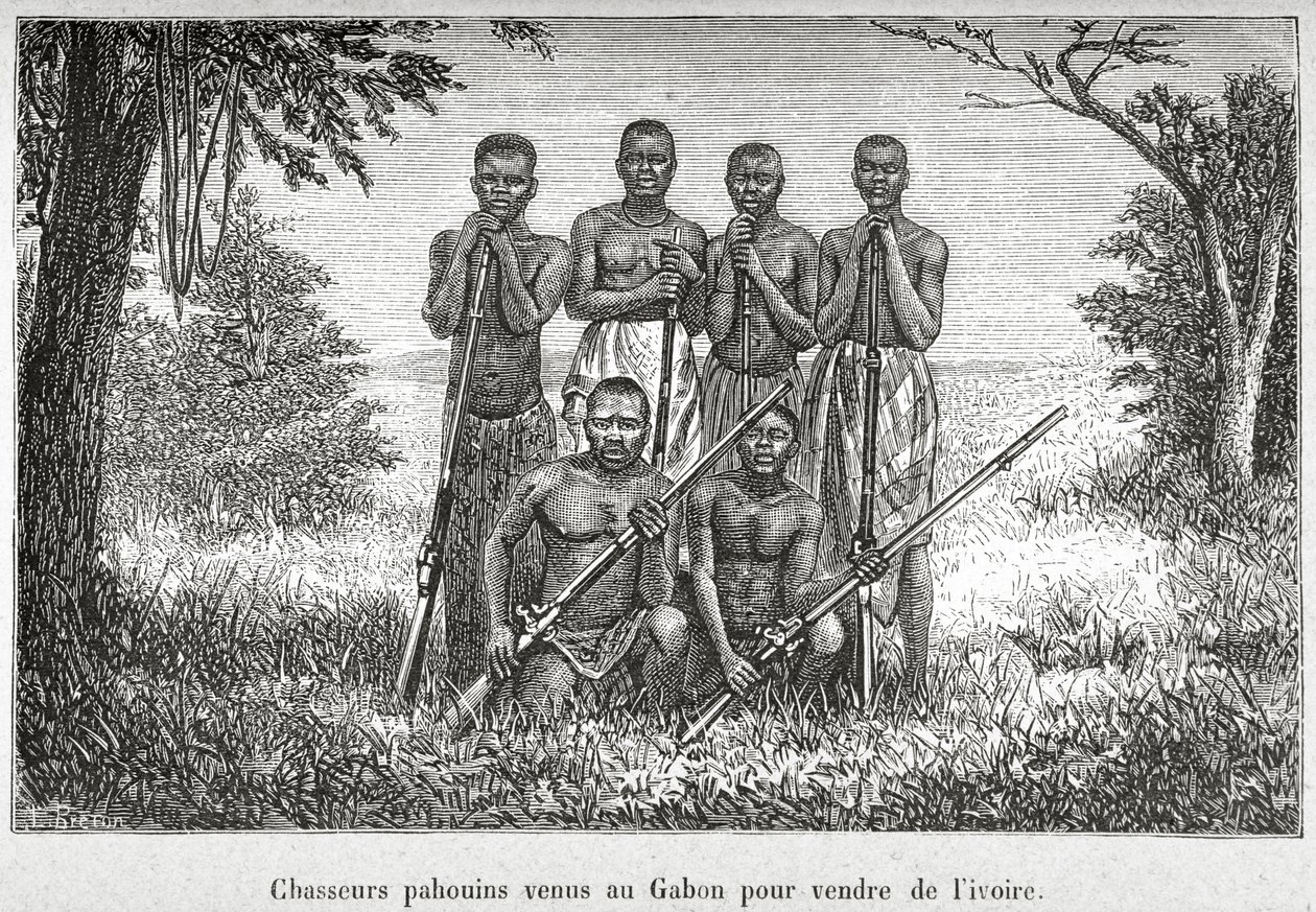 Traditional costume of the Indigenous People of Gabon, illustration from 