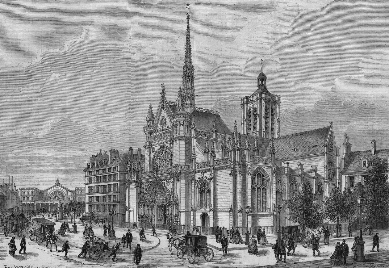 Transformations of Paris Under the Second Empire: View of the New Neo-Gothic Facade of the Church of Saint Laurent, Boulevard de Strasbourg, Restored by the Architect Simon Claude Constant Dufeux by French School