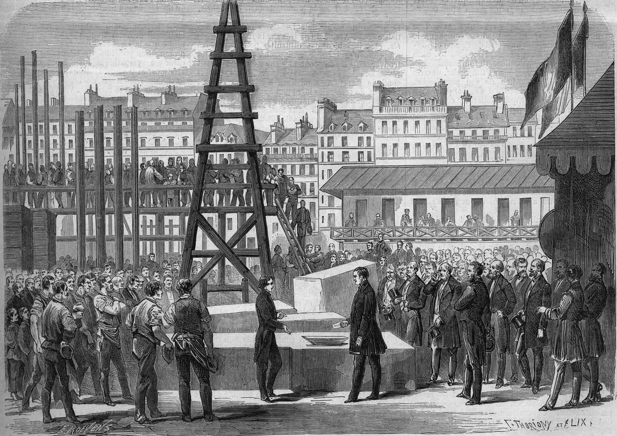 Transformations of Paris under the Second Empire, Haussmann Paris: installation of the premiere of the Opera Garnier by the Minister of State Joseph Alexandre Colonna, Count Walewski, in the presence of the architect Charles Garnier by French School