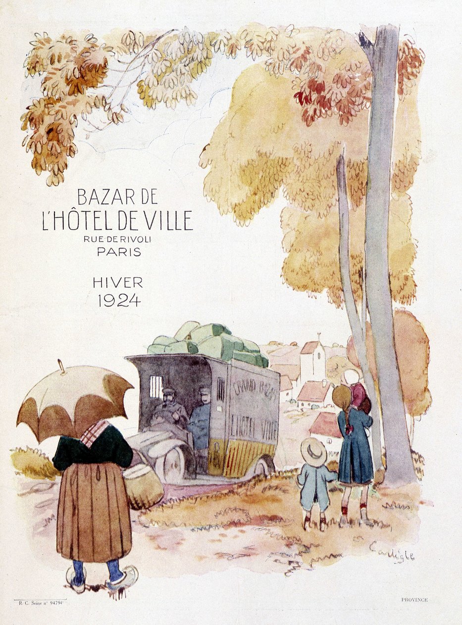 Travelling Merchants in the Country. Advertising Poster of 1924 for the Bazar de l