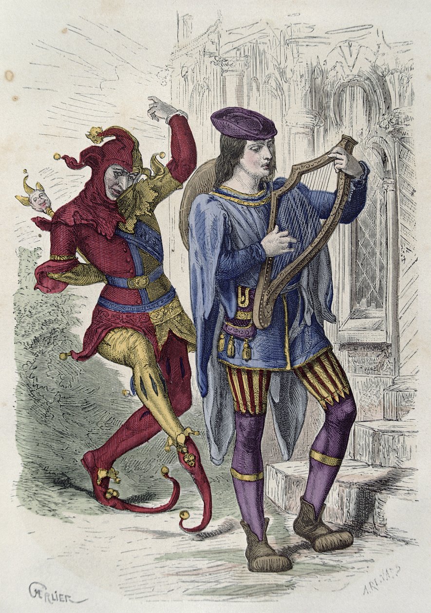 Travelling Musician and Court Fool Dancing by French School