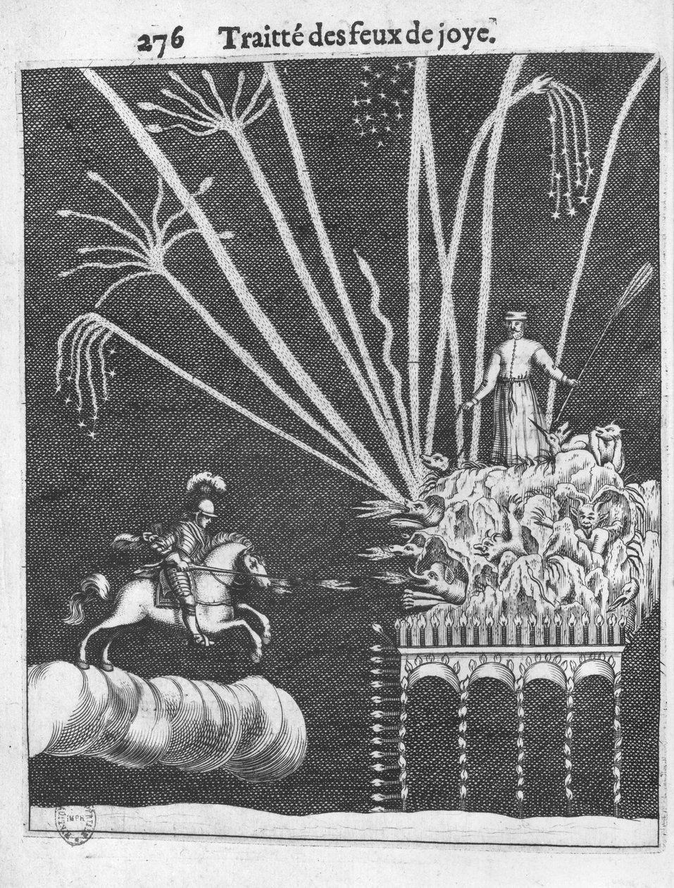 Treatise of Bonfires, illustration from Pratique de la Guerre by Francois Malthus, Paris, 1656 by French School