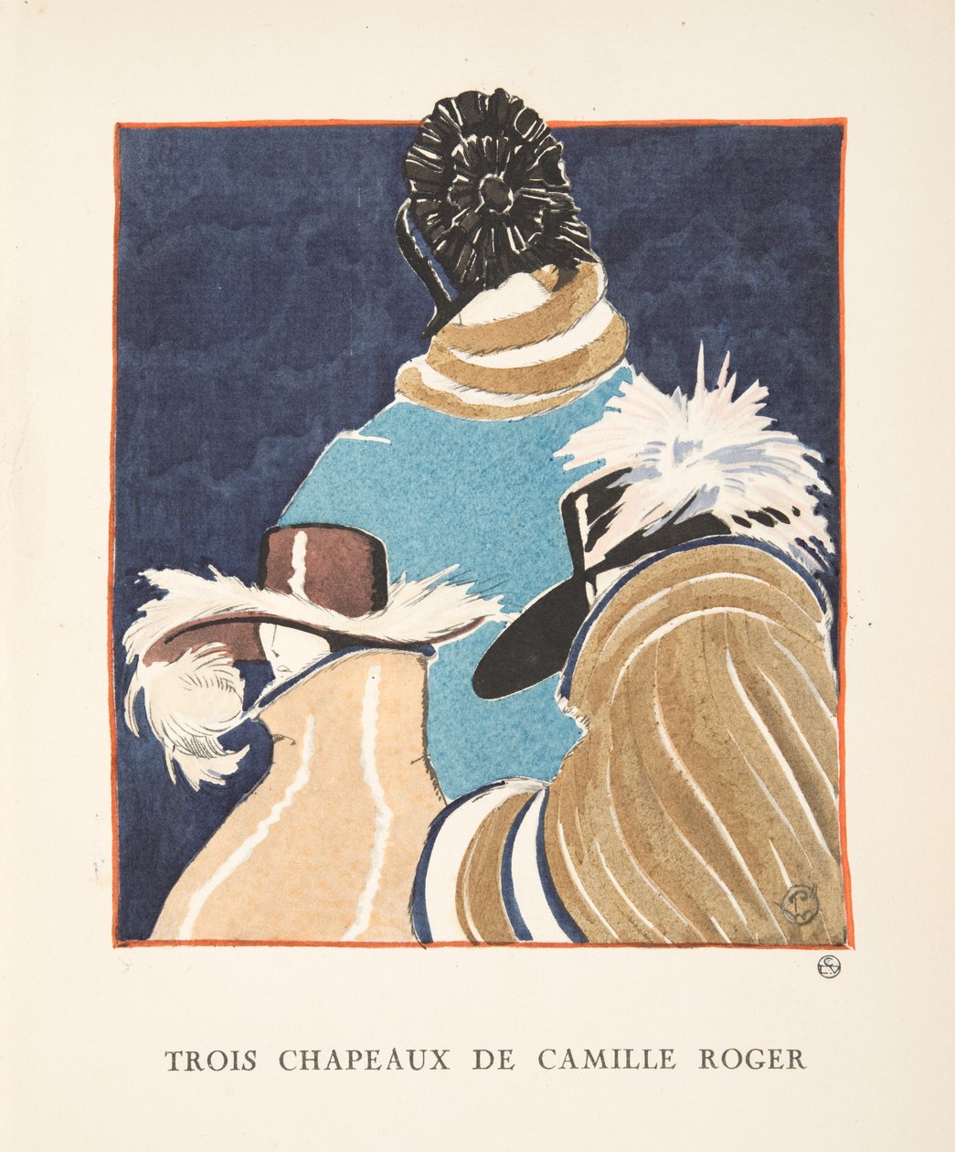 Three Hats by Camille Roger, from a Collection of Fashion Plates by French School
