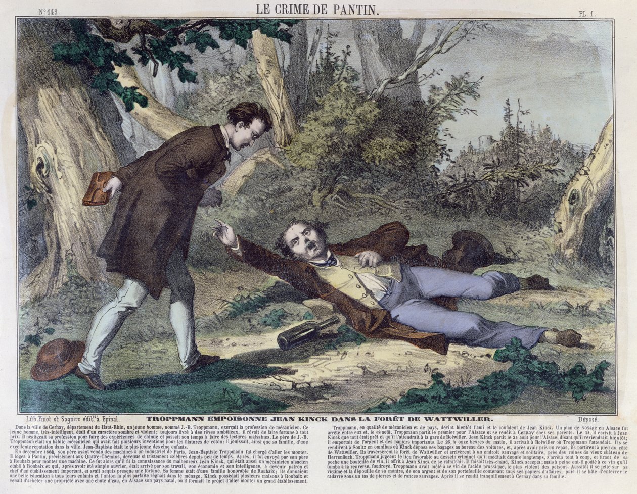 Troppmann poisons Jean Kinck in the forest of Wattwiller, 1869 by French School