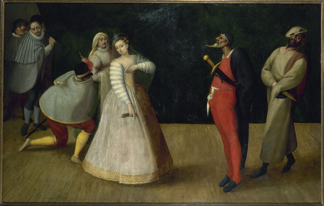 Troupe of Italian Comedians (the Gelosi?), circa 1580 by French School