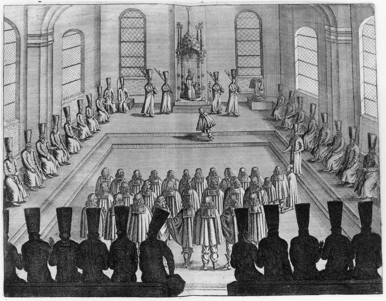 Tsar Alexei I Mikhailovich Receives an Embassy from the West, from Volume I of Voyages Tres-Curieux et Tres-Renommez Faits en Muscovie, Tartarie et Perse by Adam Olearius by French School