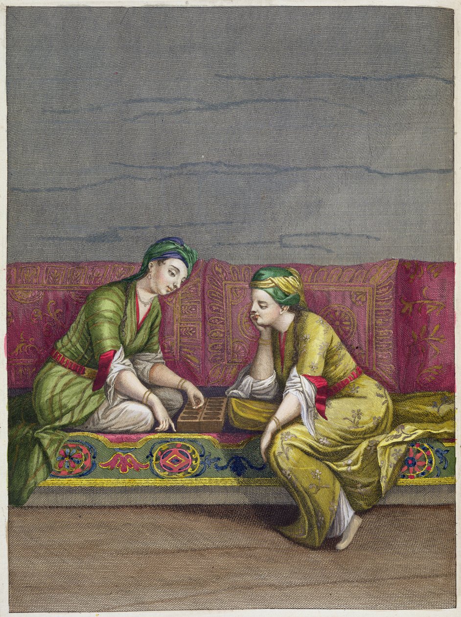 Turkish Girls, playing Mangala, 18th century by French School