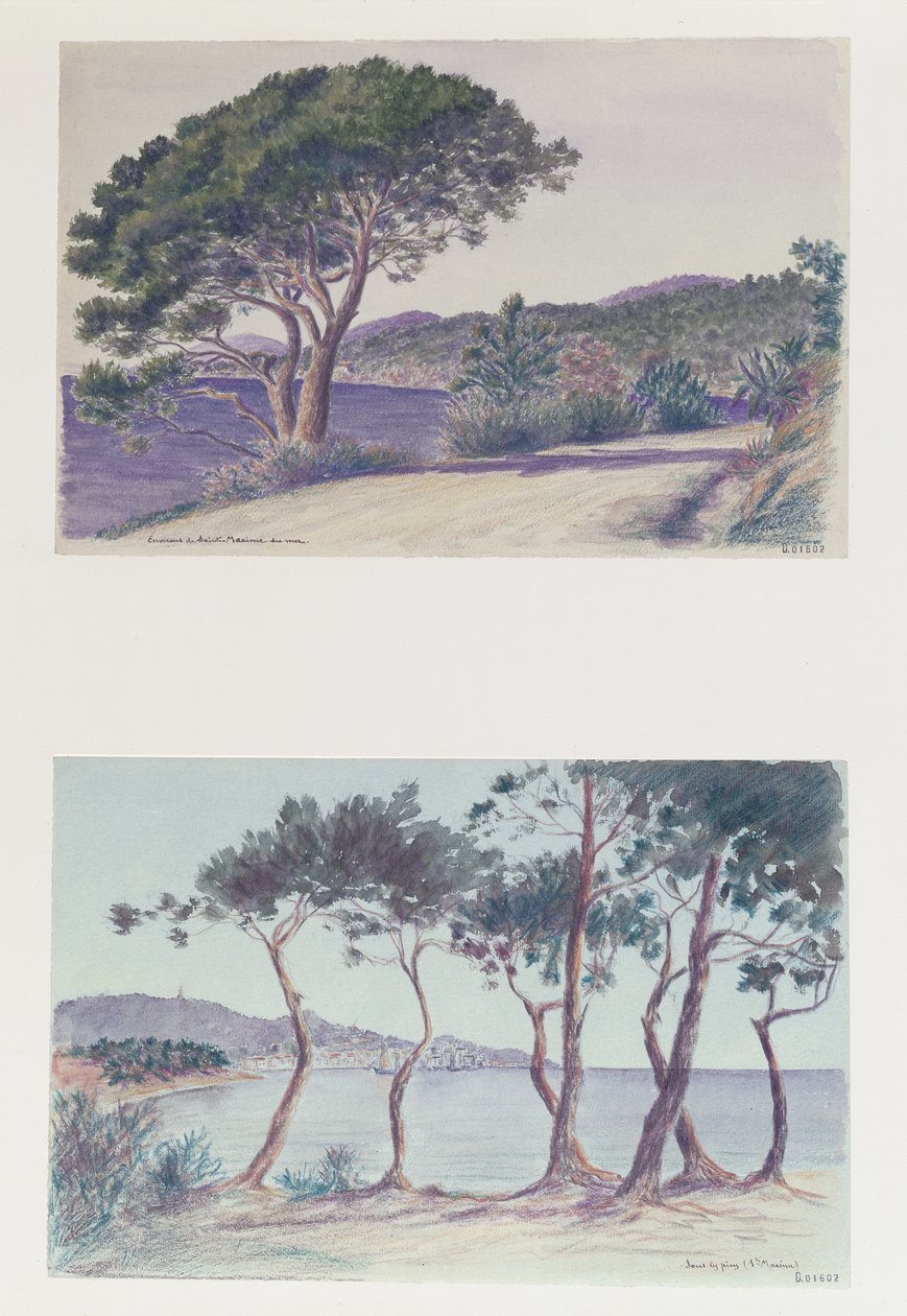 Two Views of Ste Maxime by French School