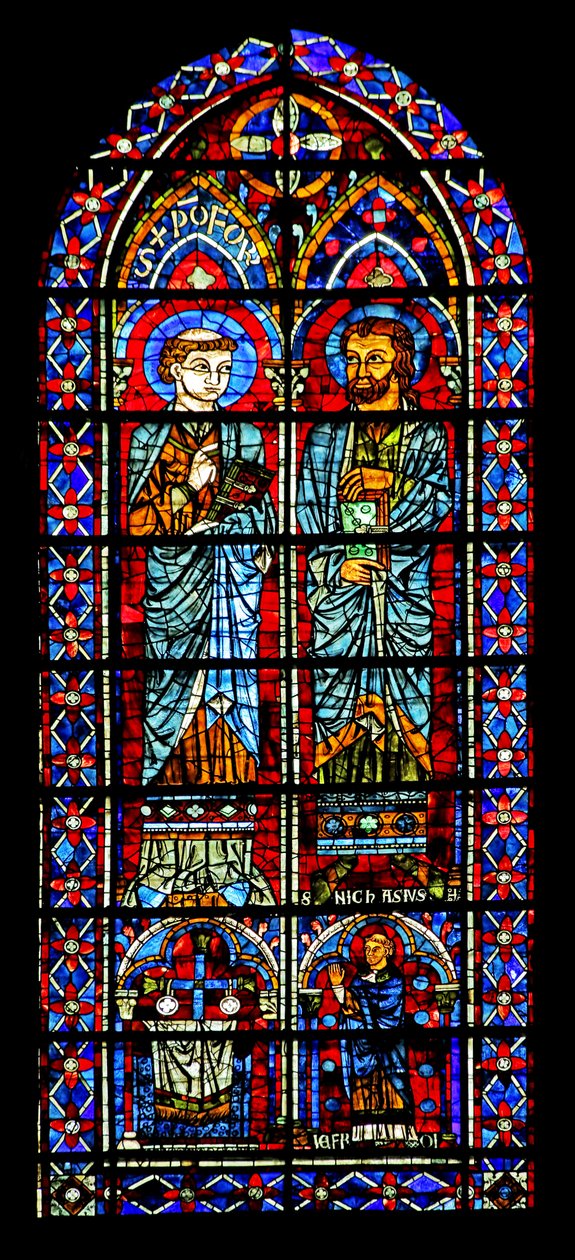 Two Saints - One is Nicaise; Donor Priest Below by French School