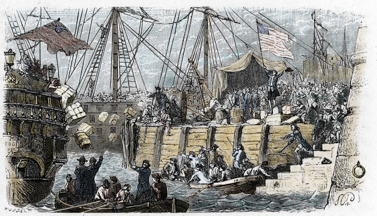 US War of Independence: revolt of American settlers against taxes imposed by the English Parliament on tea and other foodstuff by French School