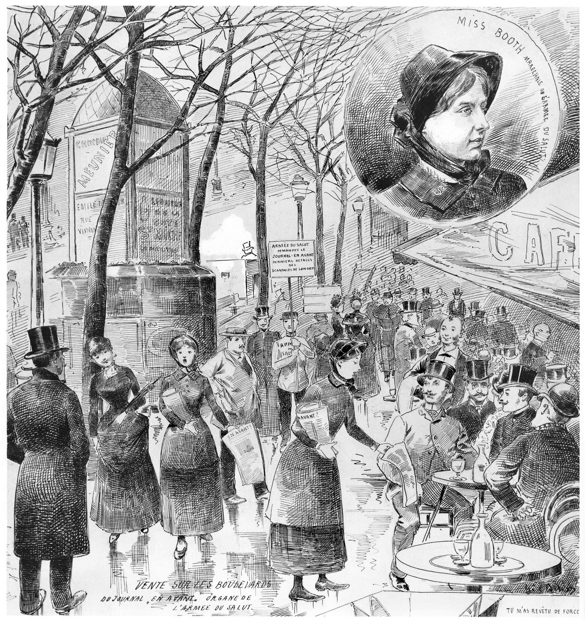Sale on the Boulevards of the Newspaper En Avant by French School