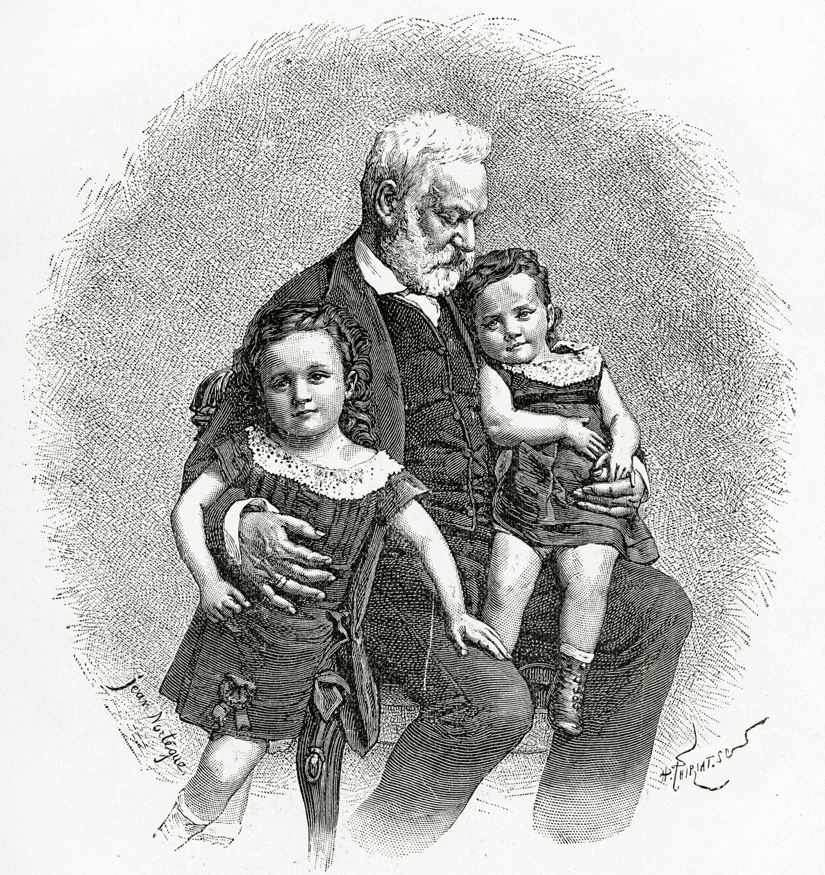 Victor Hugo and His Grandchildren by French School