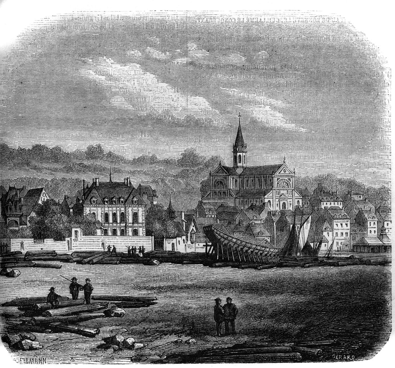 View of Trouville-sur-Mer with the new church. Calvados by French School