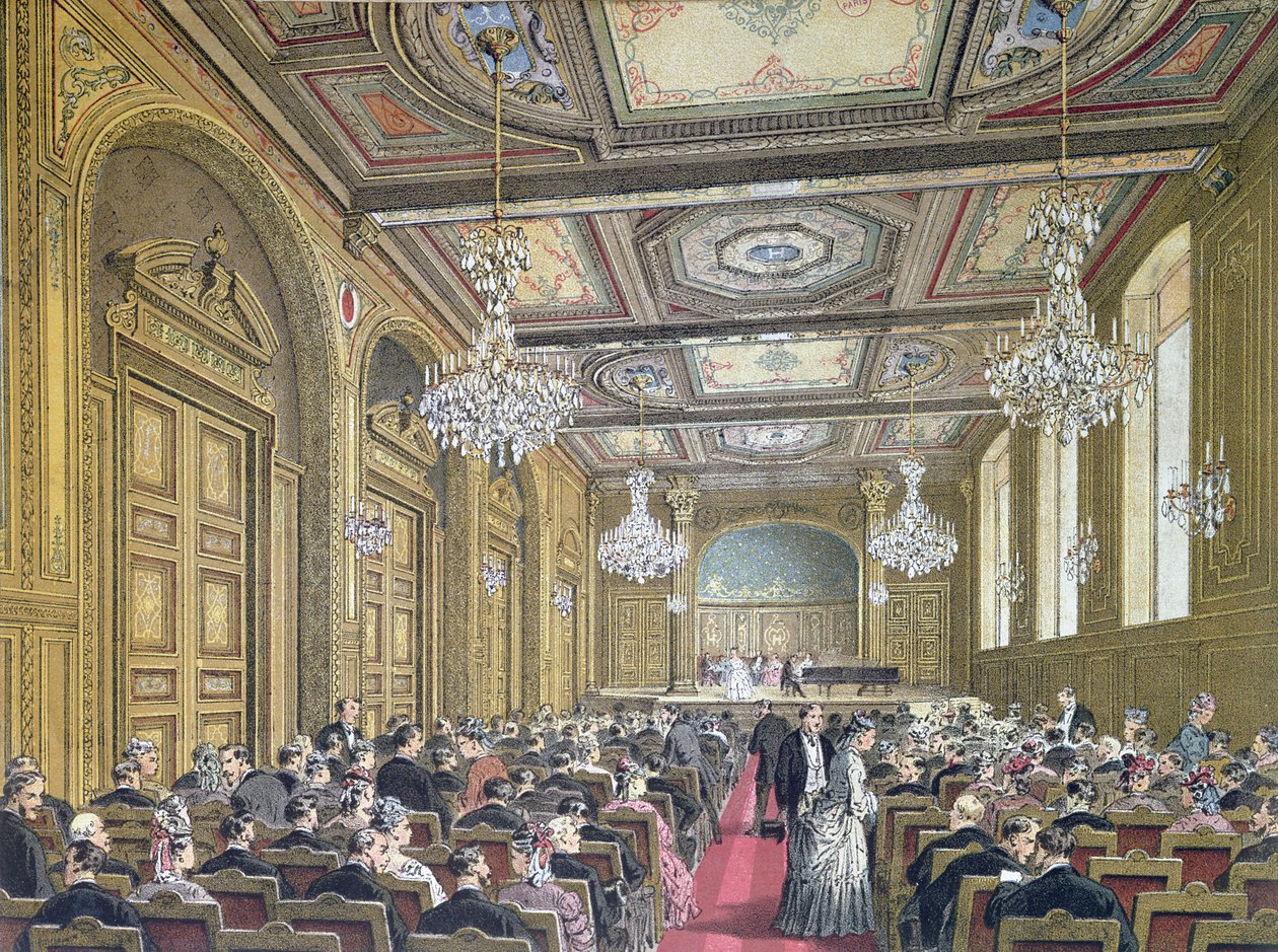 View of a concert at the Salle Herz on the Rue de la Victoire, Paris, c.1870-80 by French School