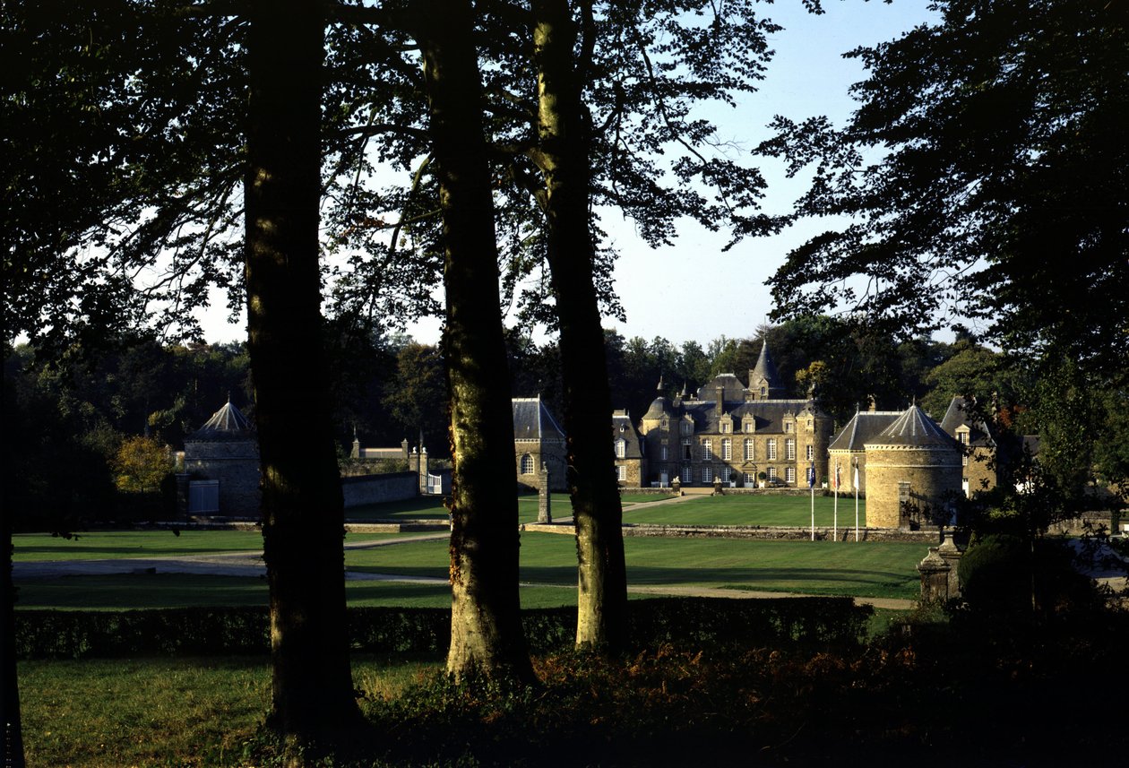 View of the Château de la Bourbansais, started in 1583, it was reworked in the 17th century. Pleugueneuc. Ille and Villaine (35) by French School