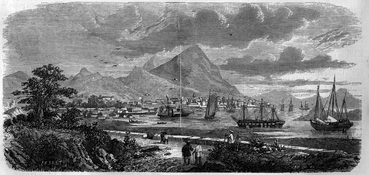 View of the City of Hong Kong in 1857. Engraving in “Le Monde Illustré” n°29 of 31 October 1857. by French School