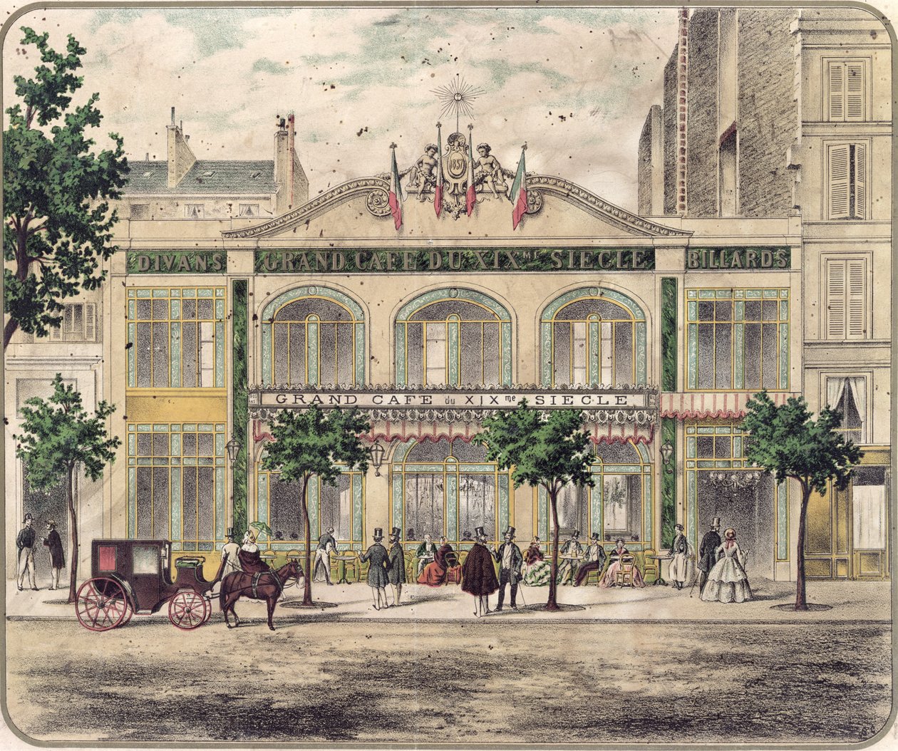 View of the Grand Cafe du XIXeme Siecle, Paris, 1857 by French School