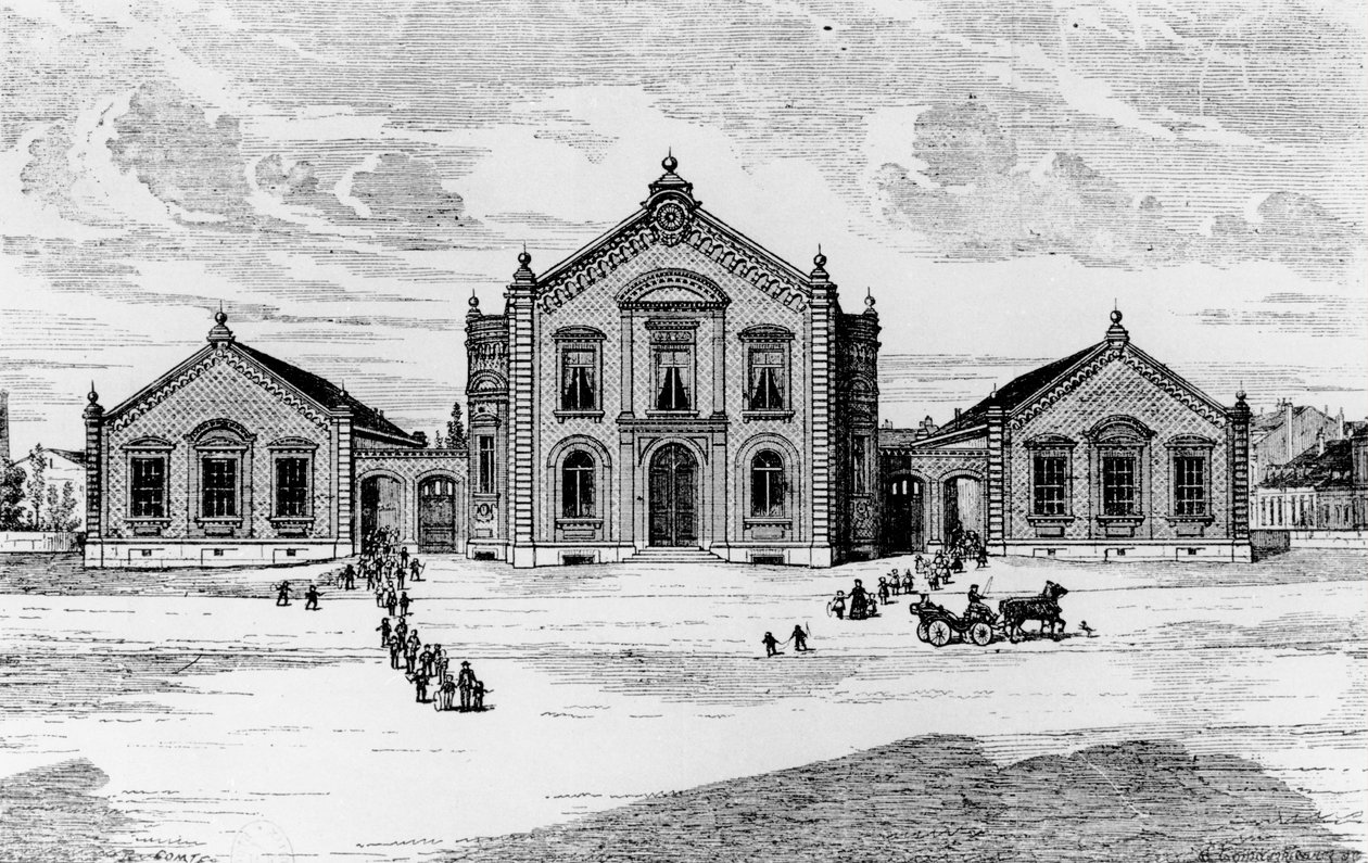 View of the Schools and the Theatre, Familistery of Guise, from Solutions Sociales by Jean-Baptiste Andre Godin, Paris, 1871 by French School