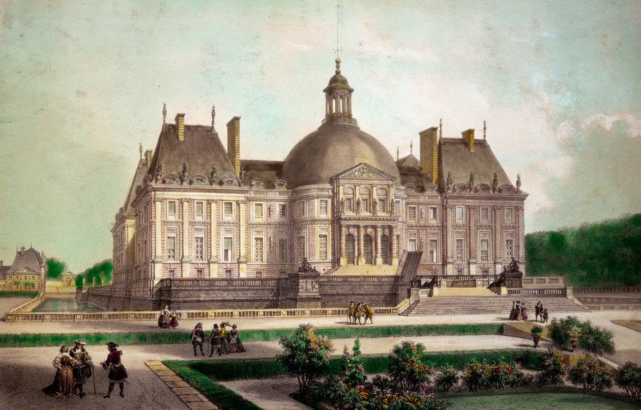 View of the castle of Vaux le Visomte in Maincy (Seine-et-Marne) by French School