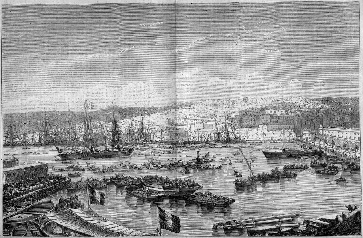 View of the City and Port of Algiers (Algeria), During the Arrival of Napoleon III and the Empress Eugenie de Montijo, September 17 by French School