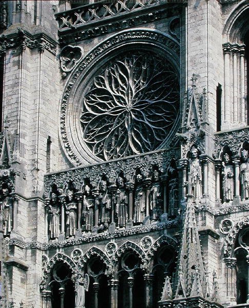 View of the Rose Window on the West Facade, 1225-30 by French School