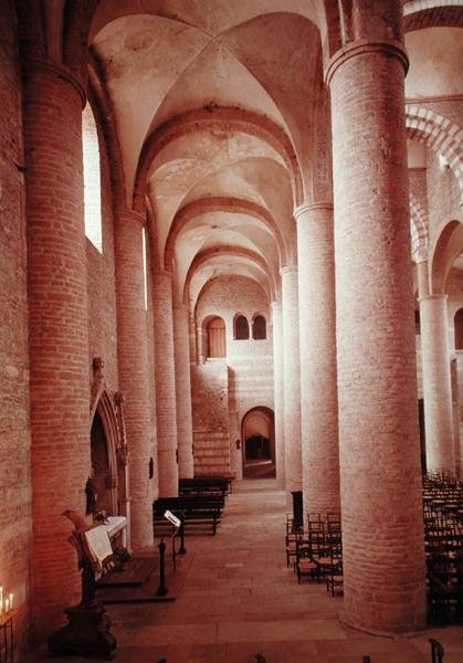 View of the South Aisle, Looking Towards the Narthex by French School