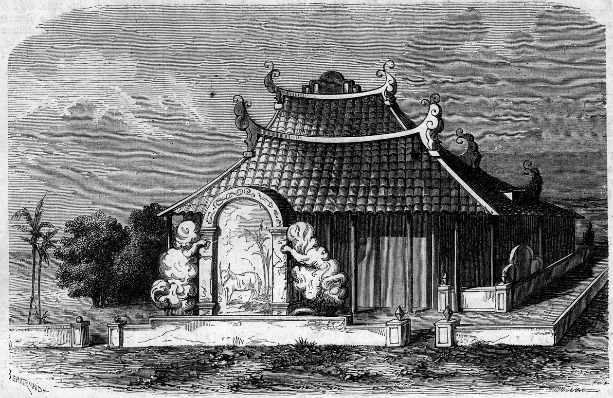 View of the tomb of Georges Pierre Pigneau de Behaine (1741-1799), Bishop of Adran. Saigon, Cochinchina by French School